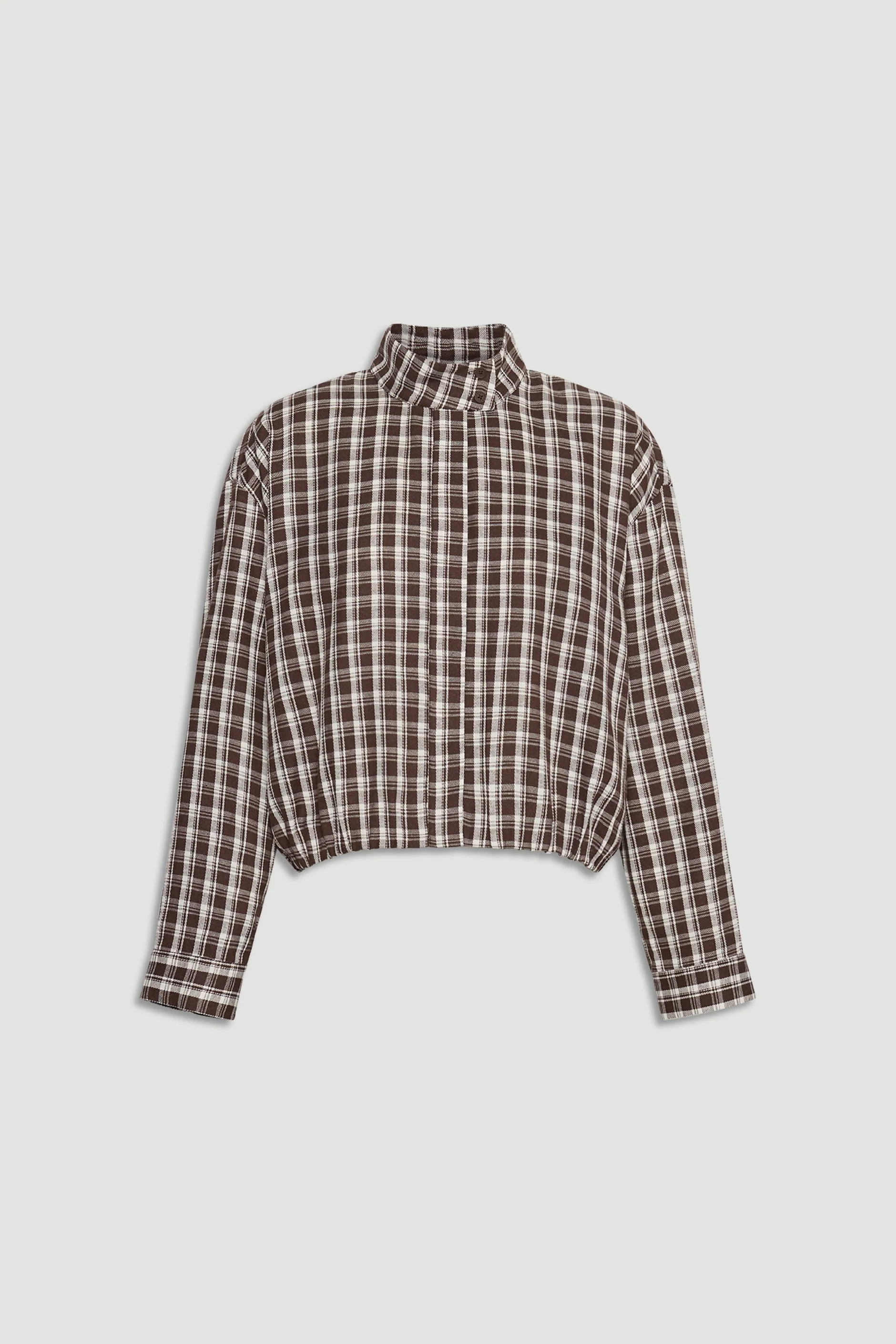 D-Luxe Check Boyfriend Shirt - WALNUT/IVORY | DECJUBA