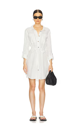 Pocket Shirt Dress in Biaritz Stripe Black And White Striped Dress Outfit Striped Shirt Dress Outfit | Revolve Clothing (Global)