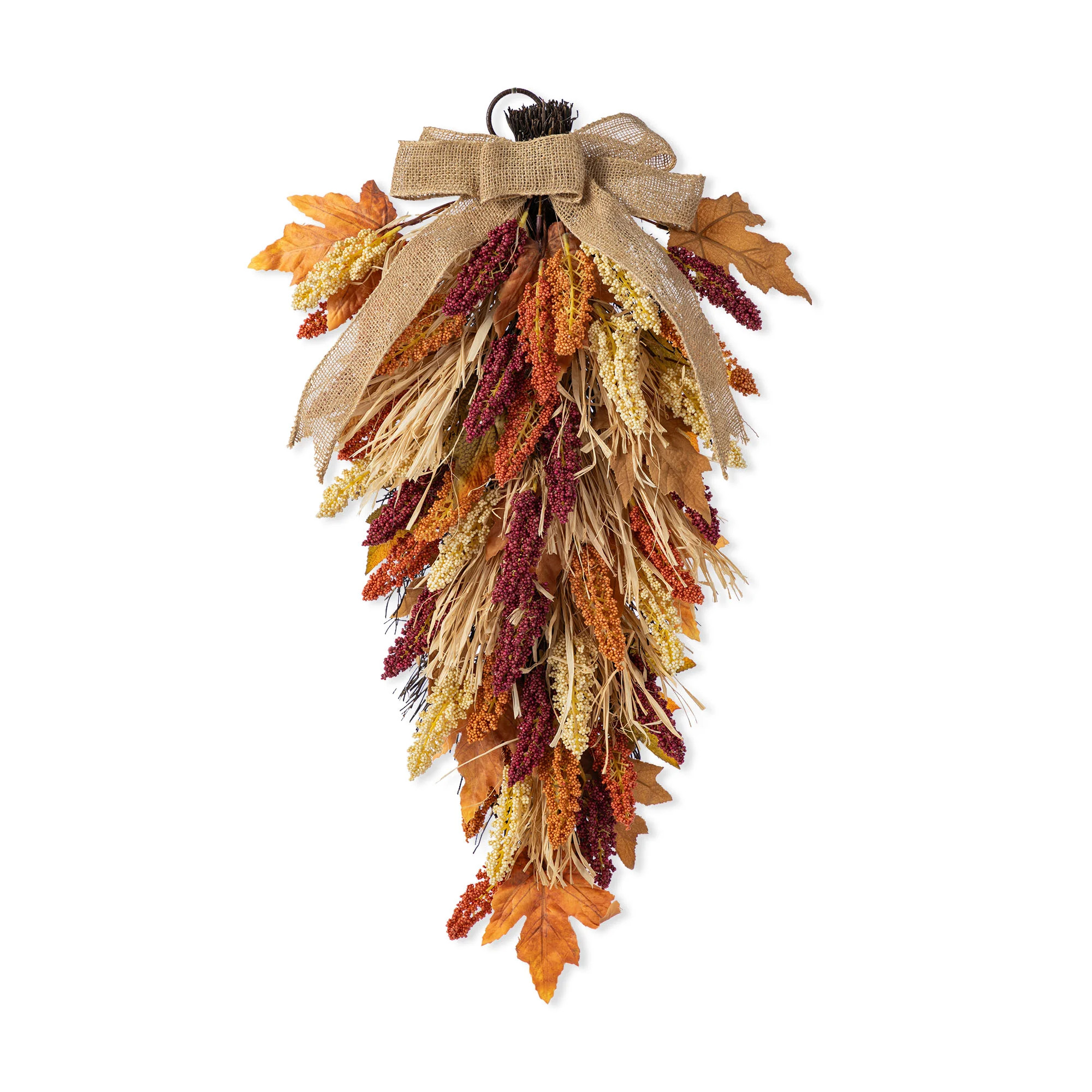 Joss & Main 28"H Fall Multi-Colored Sorghum Swag Includes A Complimentary Black Metal Wreath Hanger | Wayfair | Wayfair North America