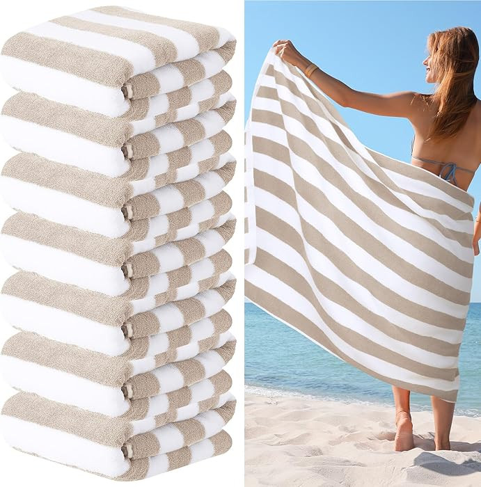 EBOOT 7 Pieces 100% Cotton Pool Beach Towels 30 x 70 Inch Cabana Oversized Basics Turkish Pool Ba... | Amazon (US)