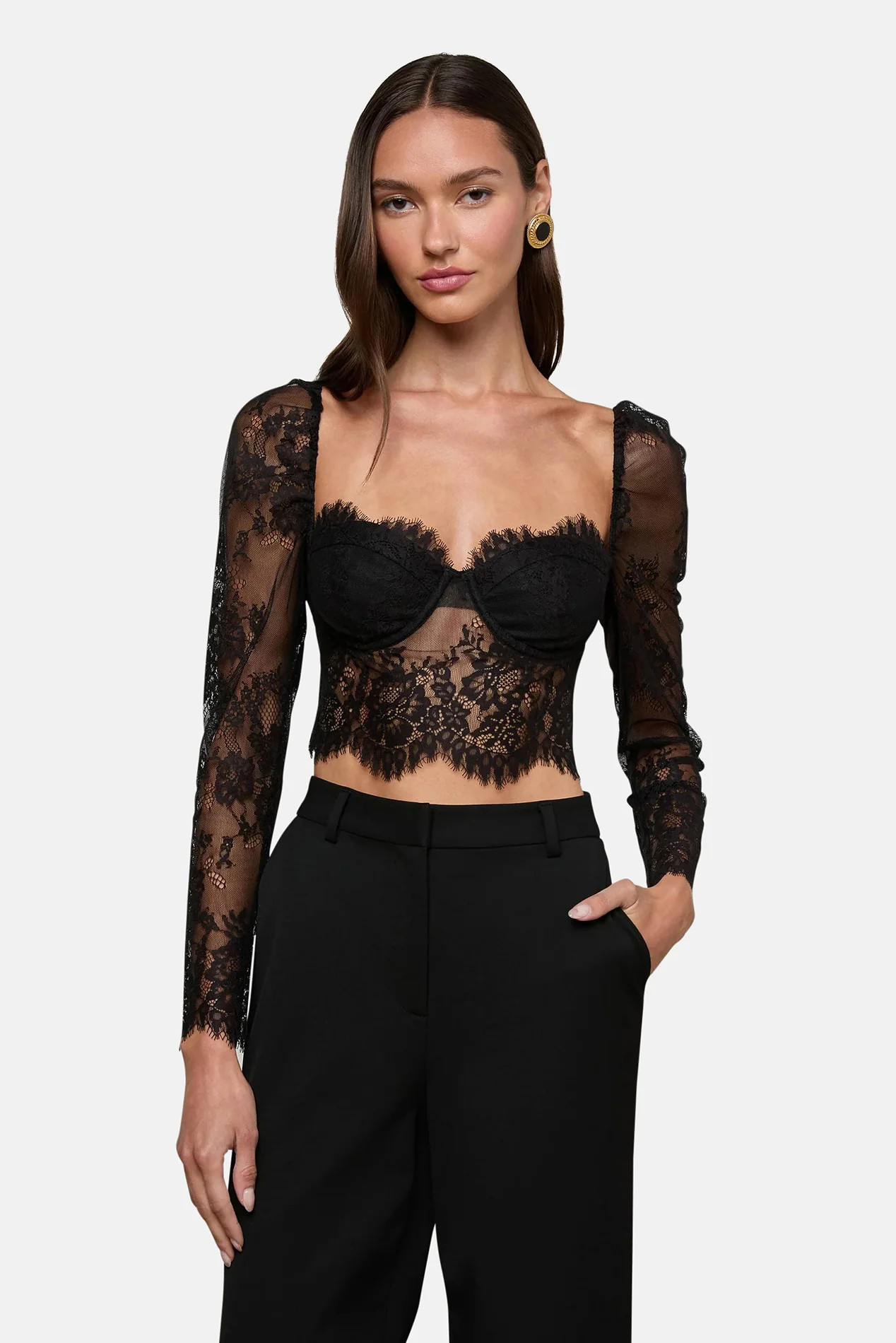 Lori Lace Bustier Top Black | Blue & Cream