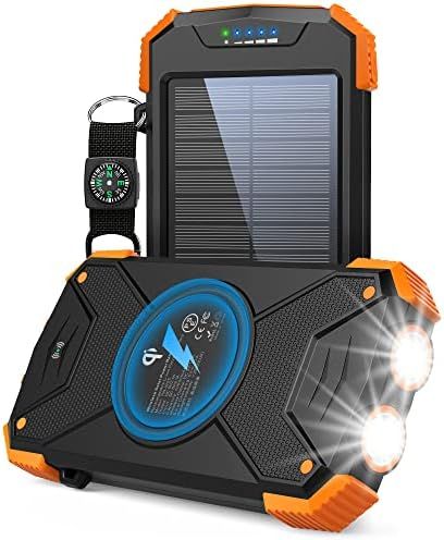 BLAVOR Solar Power Bank, Qi Portable Charger 10,000mAh External Battery Pack Type C Input Output ... | Amazon (US)