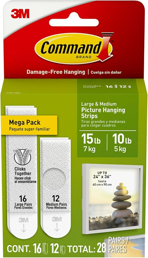 Command Medium and Large Picture Hanging Strips, Damage Free Hanging Picture Hangers, No Tools Wa... | Amazon (US)