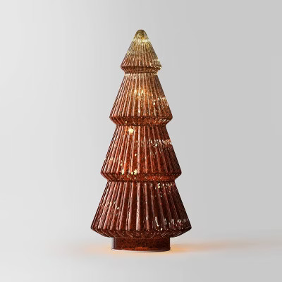 14.75" Battery Operated Lit Glass Christmas Tree Sculpture - Wondershop™ Copper | Target