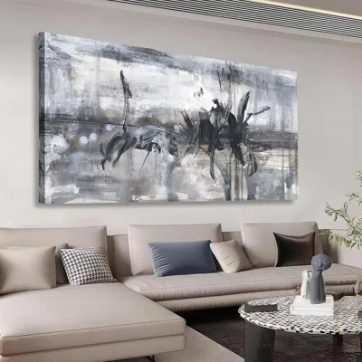 Abstract Wall Art - Black Gray Canvas Picture Aesthetic White Brown Painting Prints Decor Modern Geometric Lines Artwork Wall Art For Living Room Bedr | Wayfair North America