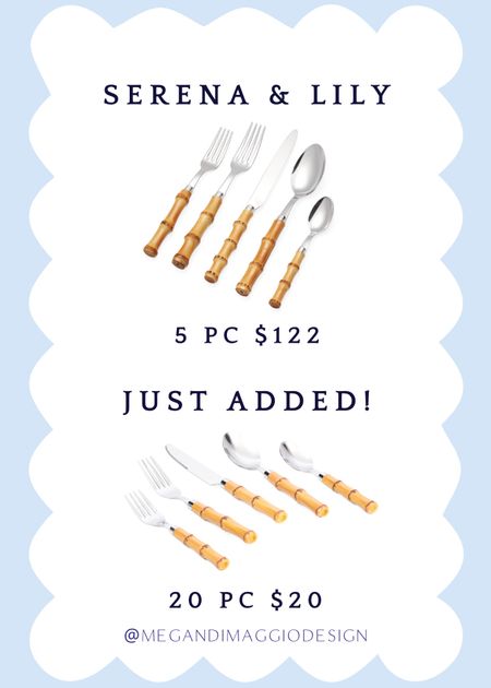 Wow!! I’m shocked over this deal!! The exact same 20 piece Cambridge bamboo flatware set that Amazon sells for $50, and Serena & Lily sells for $122 for a 5 piece (although I’m not sure if there’s is the same exact brand but looks like it!) was just added online for $19.99 🤯🙌🏻

If you’re like me and have been wanting to buy this gorgeous flatware but didn’t want to splurge, now’s our time to snag for $20 friends!! 🤣🙌🏻 Just in time for Easter tables & use all year long! 🌷🍽️🐰

#LTKfindsunder50 #LTKhome #LTKsalealert