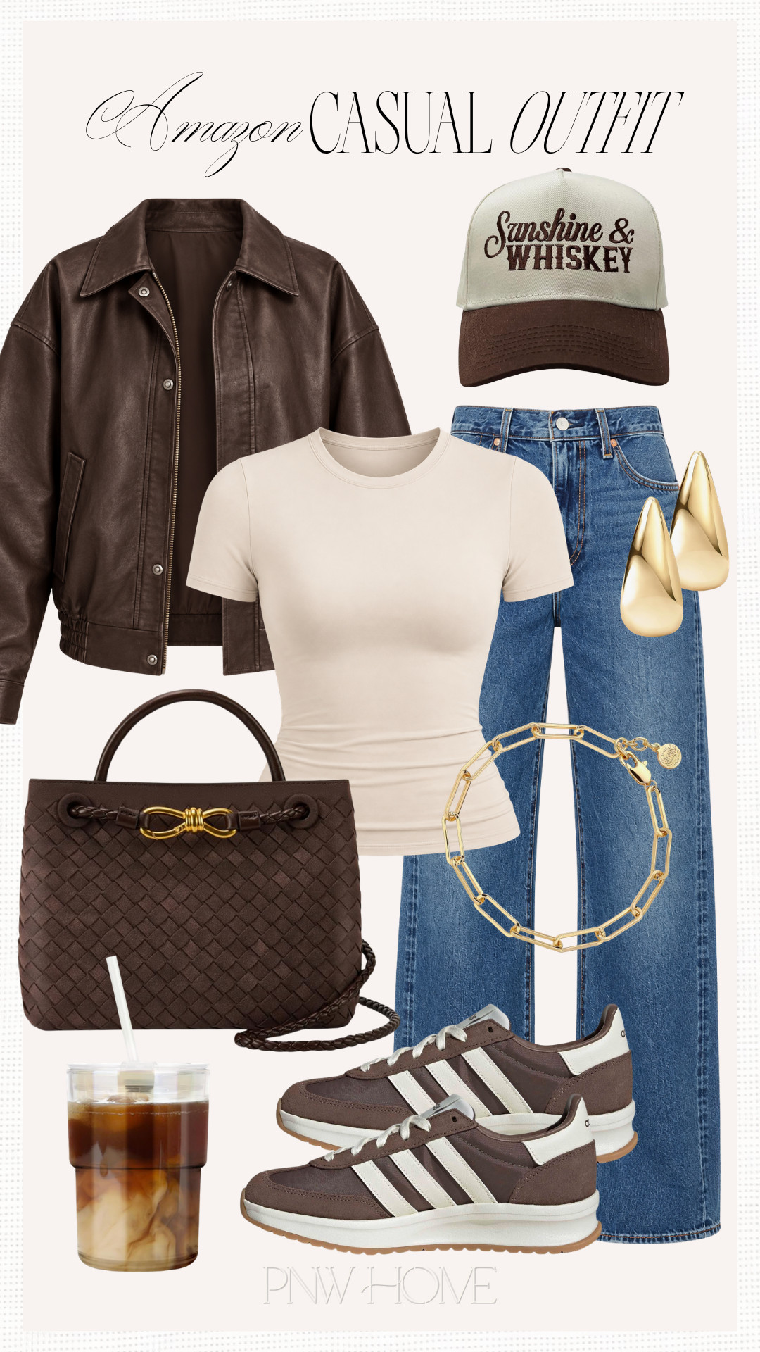 Casual looks for fall from Amazon!

fall fashion, fall outfit, fall style, fall look, brown jacket, bomber jacket, off-white shirt, fitted tee, dark wash denim, wide leg denim wide leg jeans, suede bag, brown handbag, glass tumbler, iced coffee tumbler, brown sneakers, running shoes, trainers, tennis shoes, neutral outfit, neutral style, neutral look, casual outfit, casual style, casual look, mom style, mom outfit, mom looks, gold earrings, gold bracelet, gold jewelry, trucker hat, brown hat, cap 

 #LTKgrwm #LTKootd #LTKmomlife