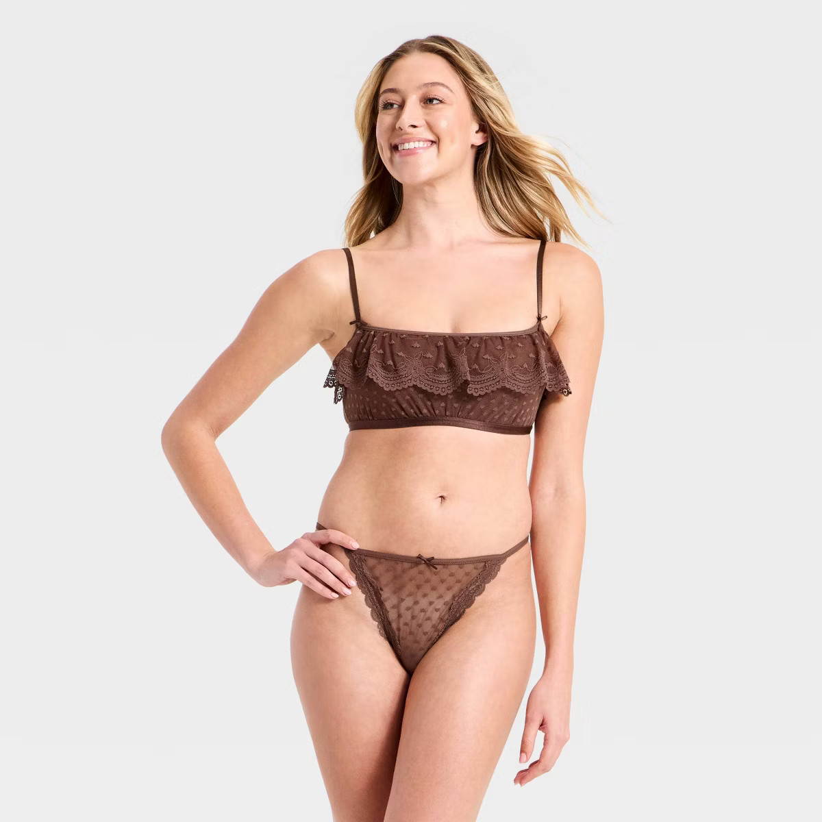 Women's Heart Lace Bralette & Cheeky Set - Wild Fable™ | Target