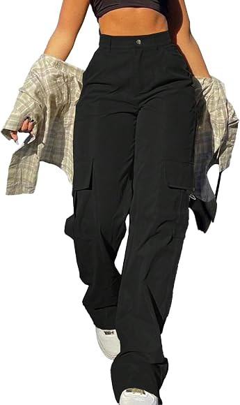 Cargo Pants for Women High Waisted Casual Pants Work Pants Baggy Stretchy Wide Leg Y2K Streetwear... | Amazon (US)