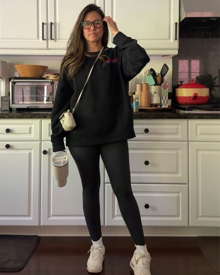 work from home comfiest fit I have - Costco sweater ofc and leggings 

#LTKActive #LTKtravel #LTKworkwear