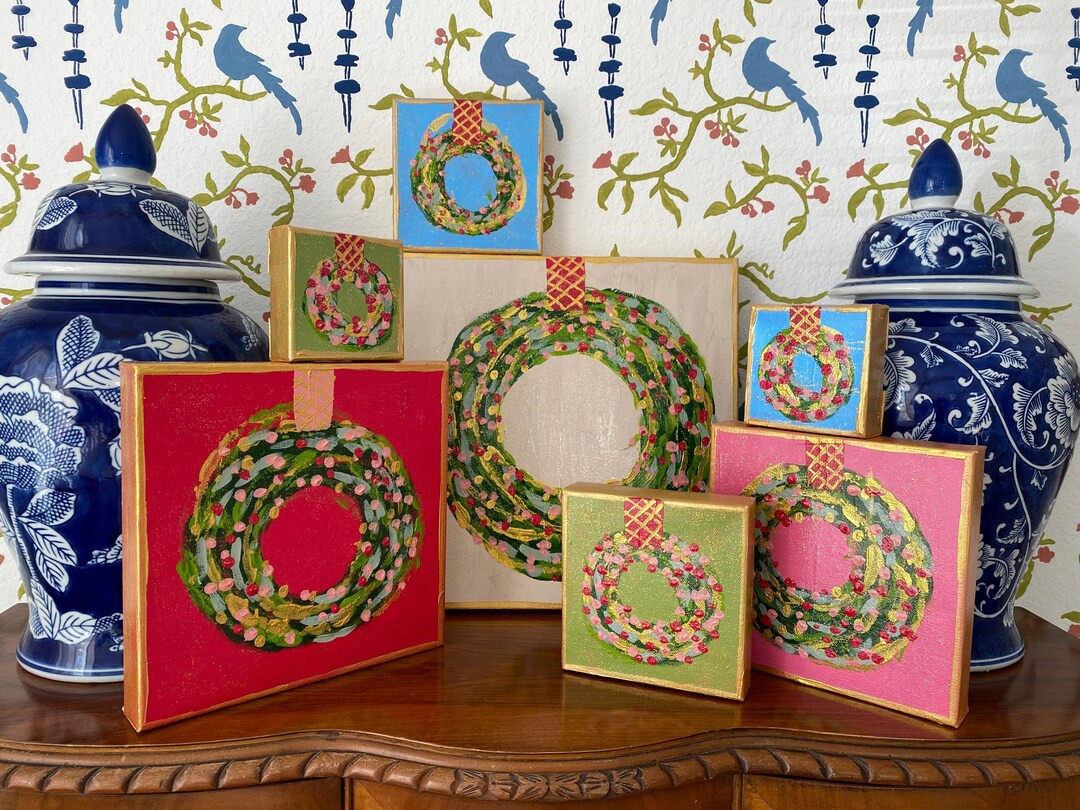 Wreath Art, Christmas Art, Holiday Gift, Christmas Wreath, - Etsy | Etsy (US)