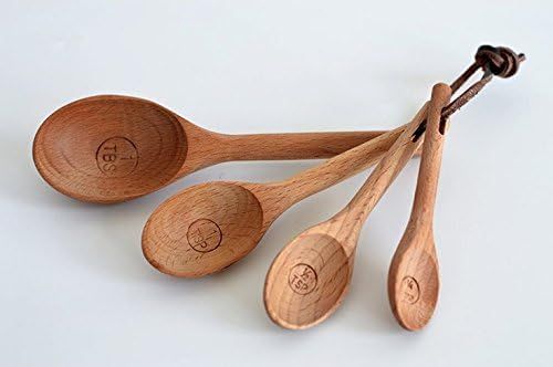 4pcs/set Wood Measuring Spoons Set Healthy No Paint Cooking Tools | Amazon (US)