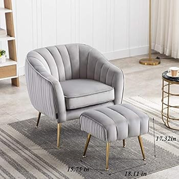 Artechworks Velvet Modern Tub Barrel Arm Chair Upholstered Tufted with Gold Metal Legs Accent Club C | Amazon (US)