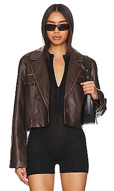 superdown Blakely Faux Leather Jacket in Brown from Revolve.com | Revolve Clothing (Global)
