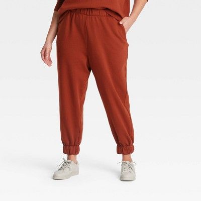 Women&#39;s High-Rise Pull-On All Day Fleece Ankle Jogger Pants - A New Day&#8482; Dark Brown XS | Target