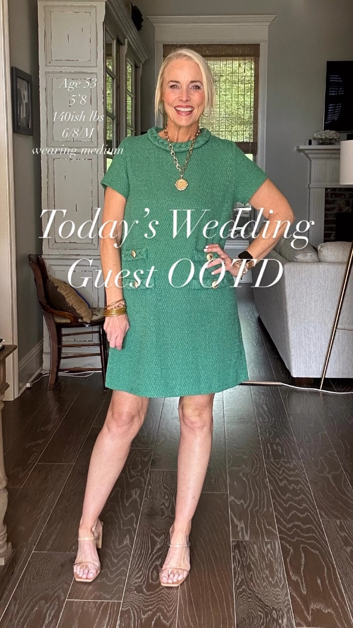 I’m sorry I’m super late posting today’s OOTD, but I just got home from my little cousin’s wedding, and this is the first opportunity I’ve had to post this reel of my wedding guest look. Don’t sleep on it, though, because the dress and shoes are both on sale but joy for much longer. 

And it’s my second look for less today from that awesome designer brand we all know and love that rhymes with Puckernuck 😉Remember, I’ve got several colors of the real one (at $268 a pop! 😳) and this one is such a good alternative. 

This is one of THE BEST looks for less I have ever seen. The sleeveless Jackie Tweed dress is as iconic as Jackie O was, but at $268, the price tag makes it out of reach for a lot of us. Well, Amazon has done it again. This lookalike is virtually identical to the real deal. And I have the shortsleeved real deal in two colors! If I didn’t know, I would never believe it wasn’t the same dress. But get this… the Amazon lookalike is only $39.99 til midnight tonight! I’m telling you as loudly as I can to RUN and get this. You will absolutely adore it. Promise. 

I wear a medium. 

Here are some stats 👇🏻
Tuckernuck:  100% Polyester (outer), 97% Polyester, 3% Spandex (lining), machine washable, fully lined. Comes in XXS-3XL and 16 color options

Amazon:  100% polyester, machine washable, fully lined. Comes in XS-XL and 16 color options 

I also linked the real deal for you to compare or if you really want that one. It’s a great quality dress!

#LTKfindsunder50 #LTKover40 #LTKsalealert