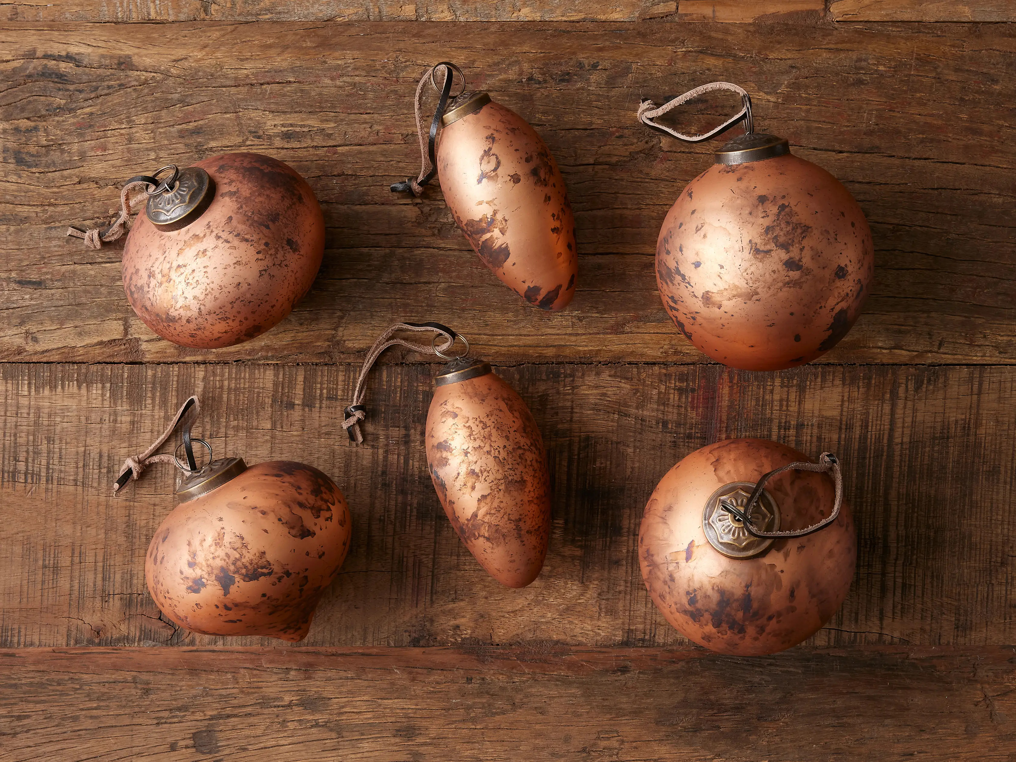 Rustic Copper Ornaments (Set of 6) | Arhaus