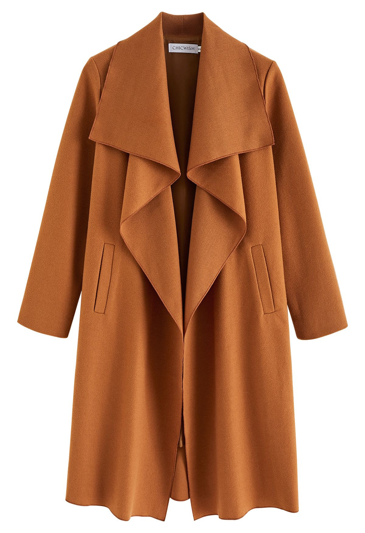 Free Myself Open Front Wool-Blend Coat in Pumpkin | Chicwish