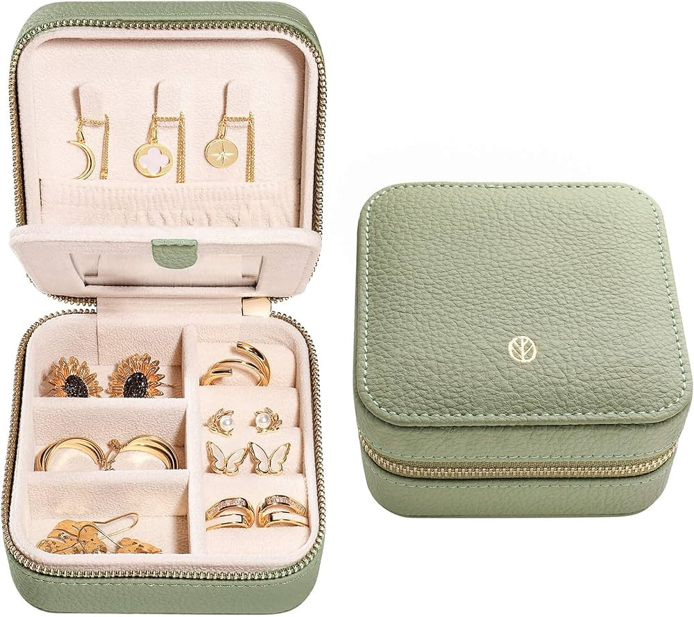 S.Leaf Travel Jewelry Organizer Travel Jewelry Boxes for Women Small Jewelry Travel Case Box Port... | Amazon (US)