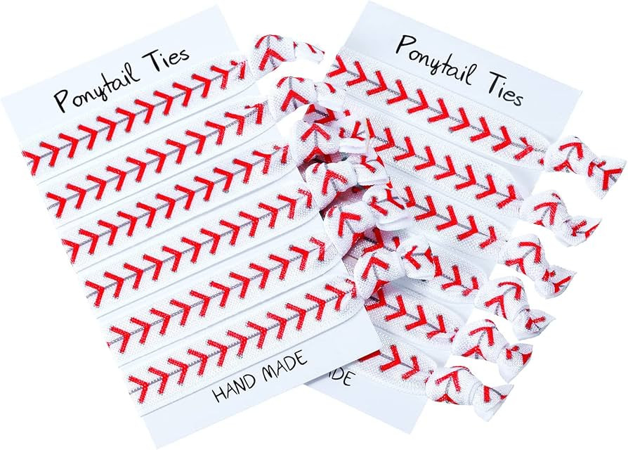 12 Pieces Baseball Hair Ties Girls Baseball Hair Accessories, No Crease Hair Elastics Set for Pla... | Amazon (US)