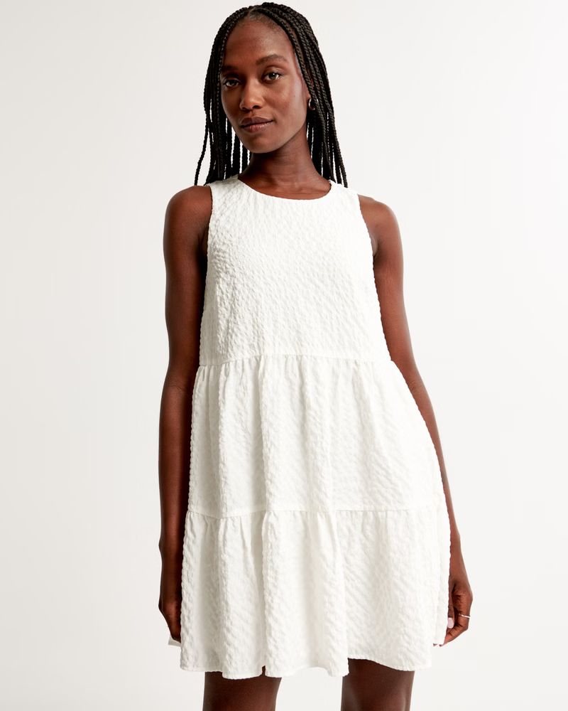 Seersucker Trapeze Mini Dress | Abercrombie & Fitch (US)