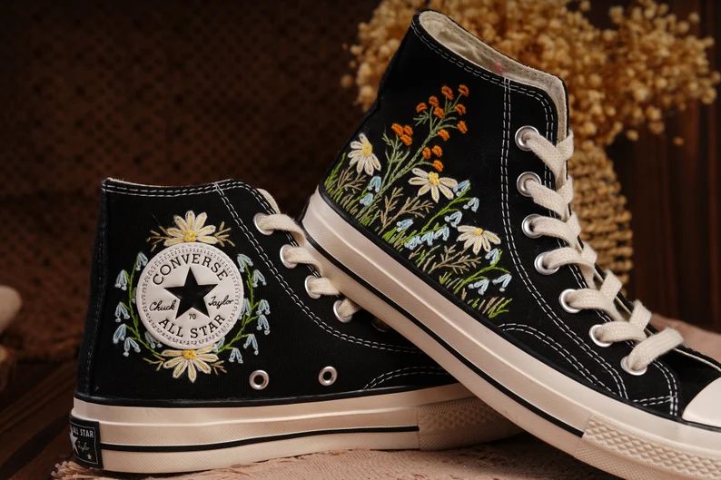 Converse Chuck Taylor 1970s Converse Small Flower Embroidered - Etsy Canada | Etsy (CAD)