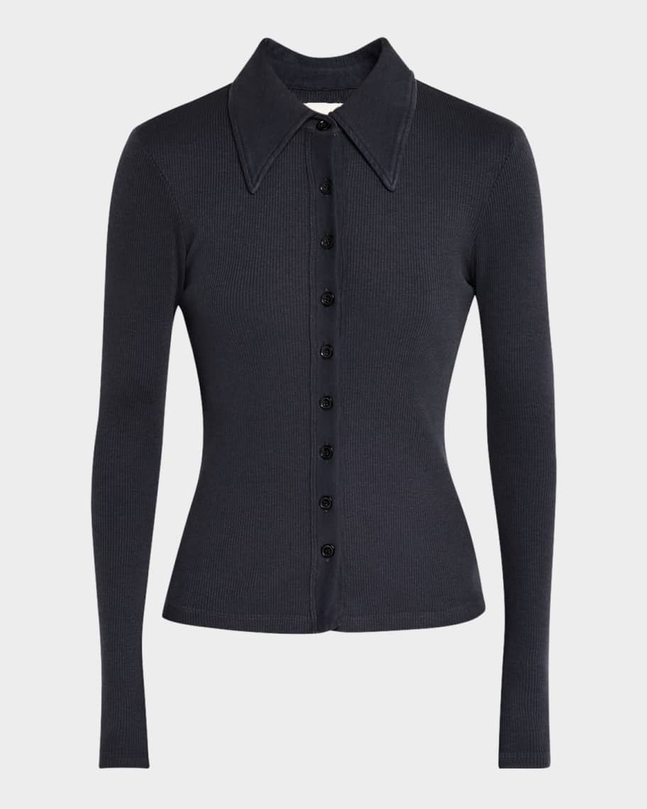 Citizens of Humanity Gila Long-Sleeve Rib Polo Top | Neiman Marcus