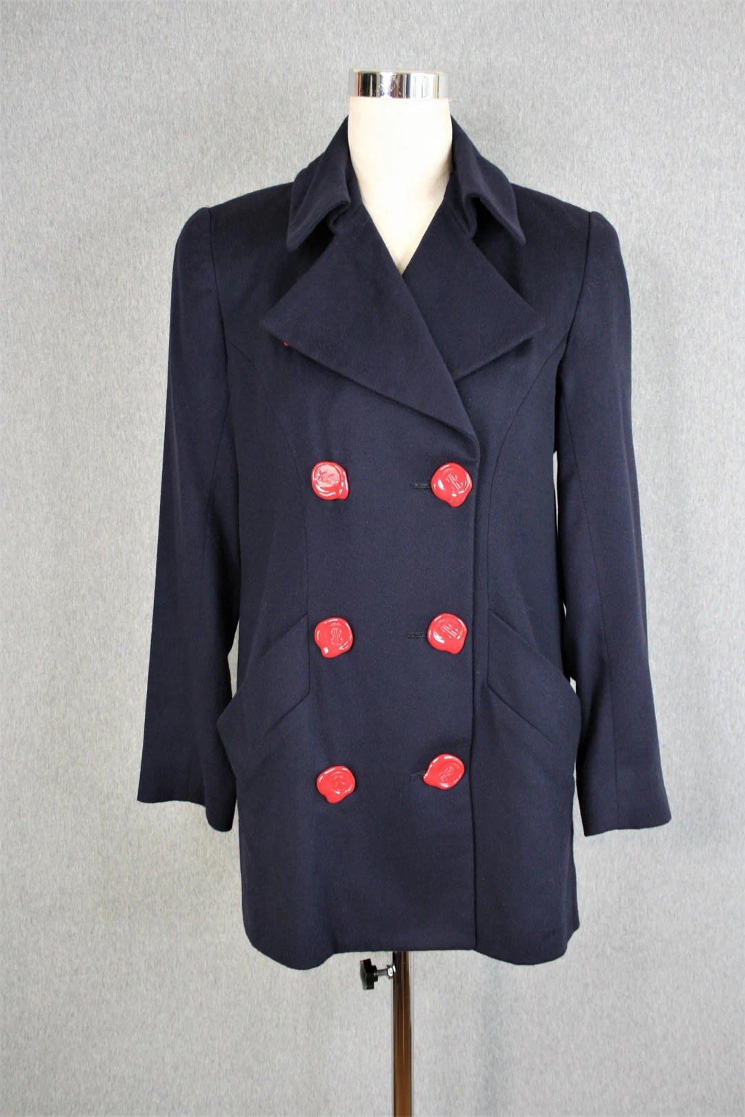 BILL BLASS Cashmere Peacoat Saks Fifth Avenue Designer Buttons Navy Blue Marked Size 4 - Etsy | Etsy (US)