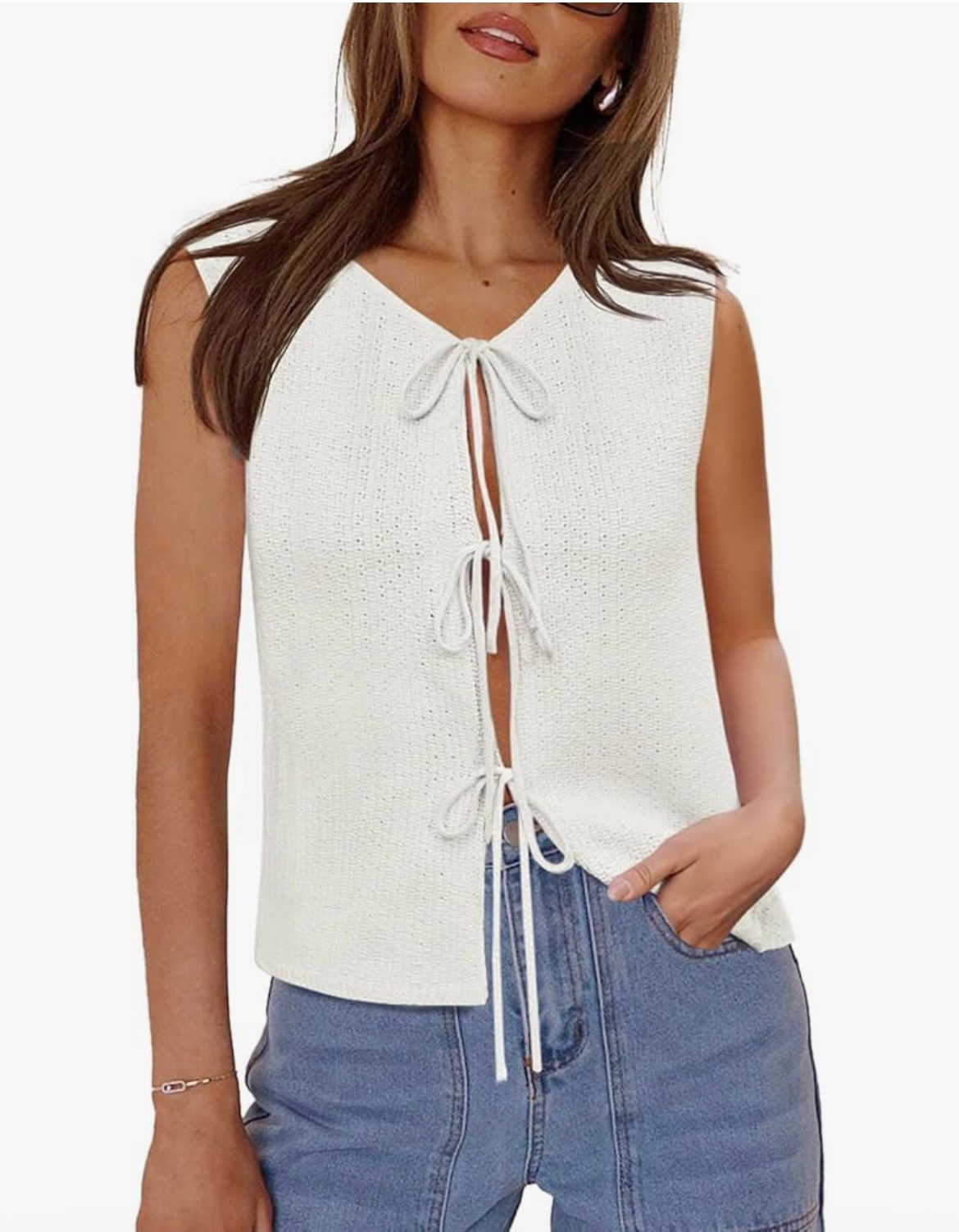 Women’s Tie Front Sweater Vest 2025 Summer Sleeveless Crochet Knit Tops Lightweight Cardigan Sweaters Outfits 


#affordablefashion
#womensfashion
#summeroutfits

#LTKFindsUnder50 #LTKStyleTip