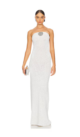 Chiara Strapless Dress in Pearl | Revolve Clothing (Global)