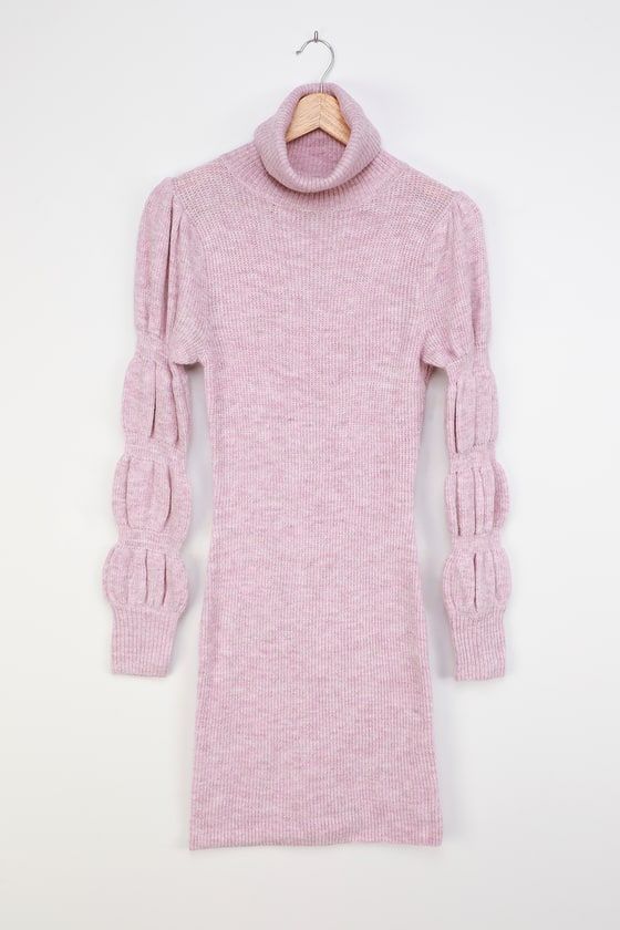 Don't Burst My Bubble Pink Knit Puff Sleeve Sweater Dress | Lulus (US)