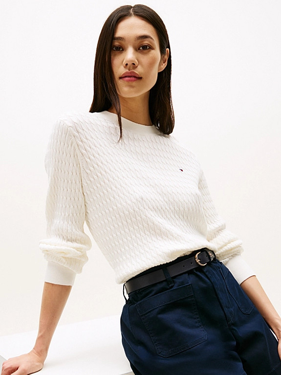 Fine Cable Knit Crew Neck Jumper | Tommy Hilfiger UK