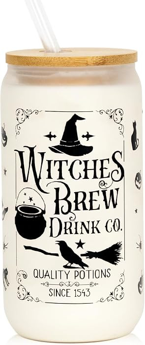 Halloween Cup, 18oz Frosted Witch Halloween Tumbler with Lid and Straw | Amazon (US)