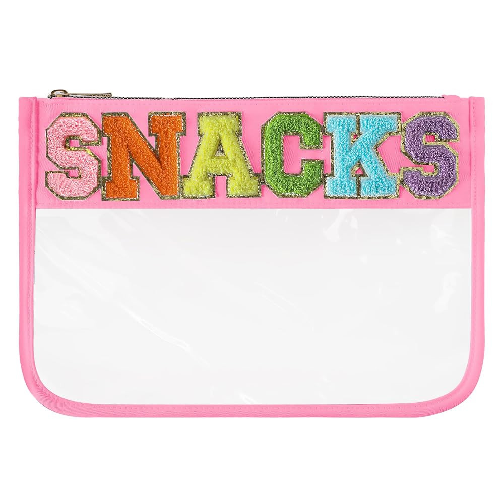 DYSHAYEN Chenille Letter Clear Zipper Pouch for Travel,Nylon Clear Cosmetic Bag,Makeup Travel Bag... | Amazon (US)