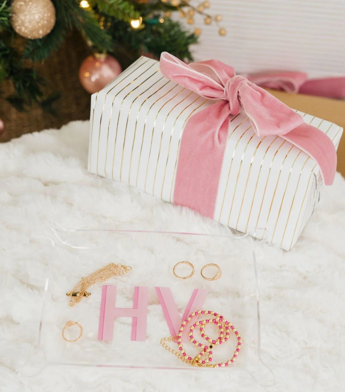 Shadow Monogram Acrylic Tray | Sprinkled With Pink