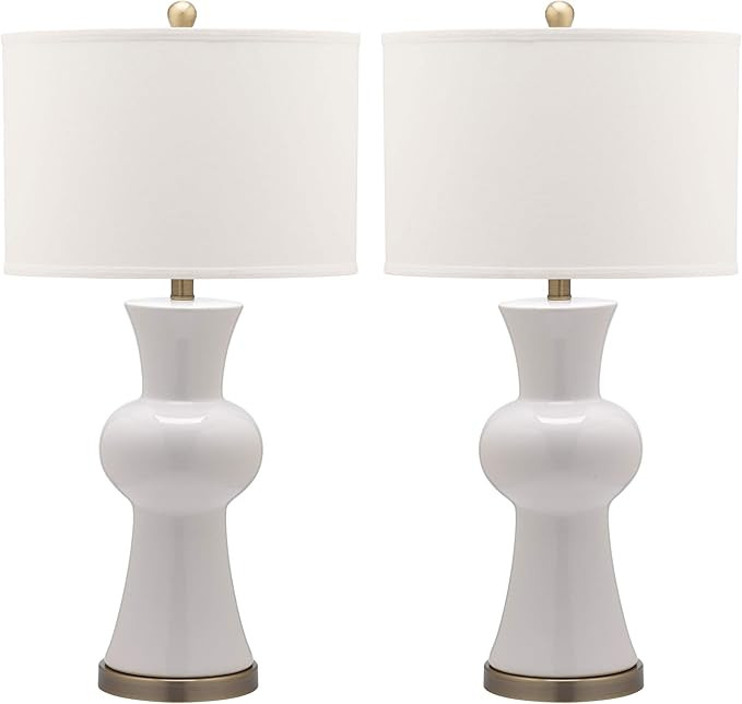 Safavieh Lighting Collection Lola Column White Table Lamp, Set of 2 | Amazon (US)