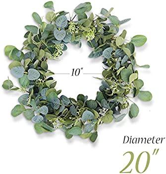 HomeKaren Eucalyptus Wreaths for Front Door 20", Handmade Green Leaves Wreath for Summer, Spring ... | Amazon (US)