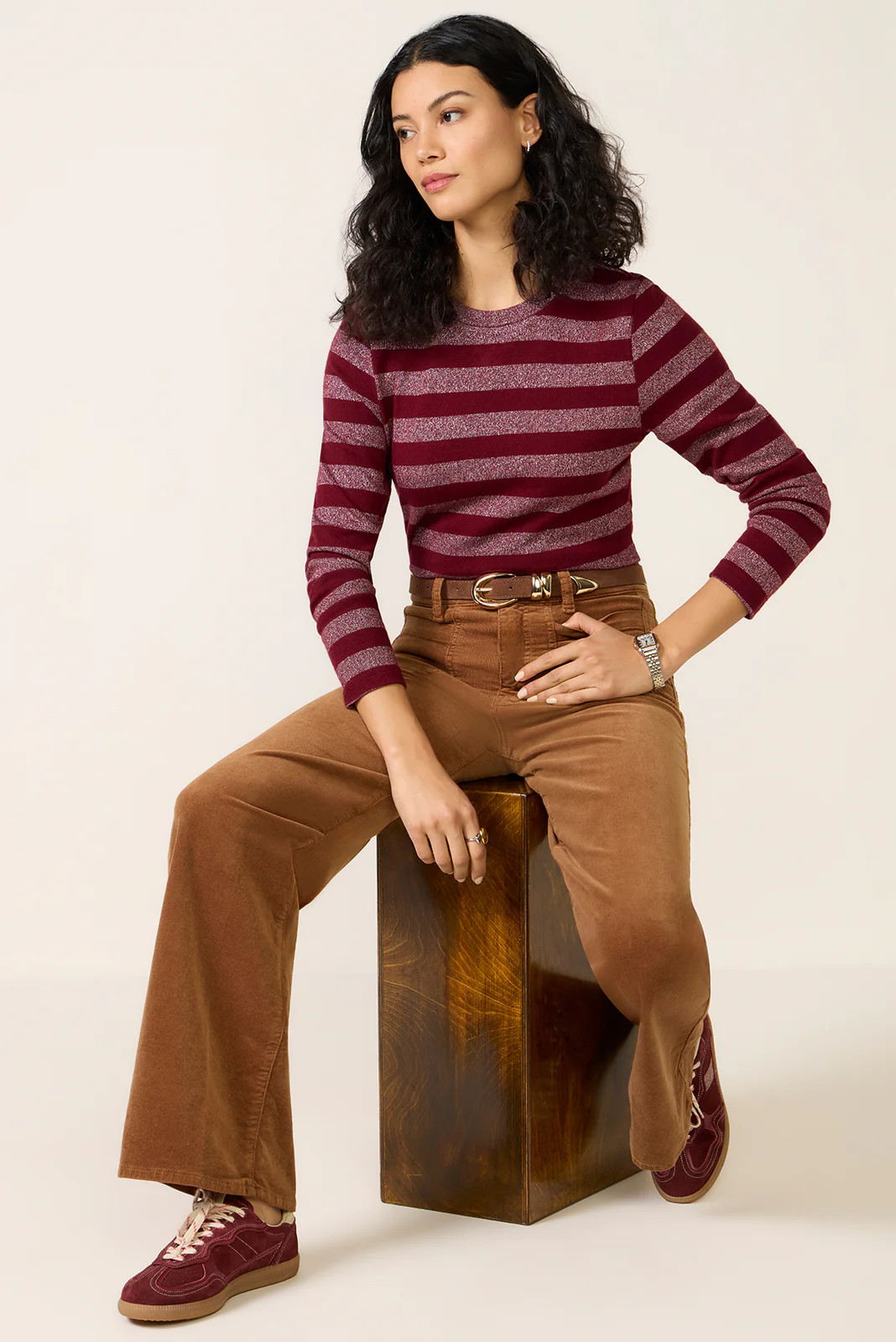 Brushed Rilo Lurex Stripe Top | Evereve