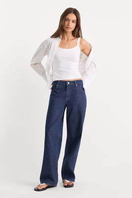Women's Low Relaxed Straight Jeans | Rinse, Size 8 | Good American by Khlo� Kardashian | Good American