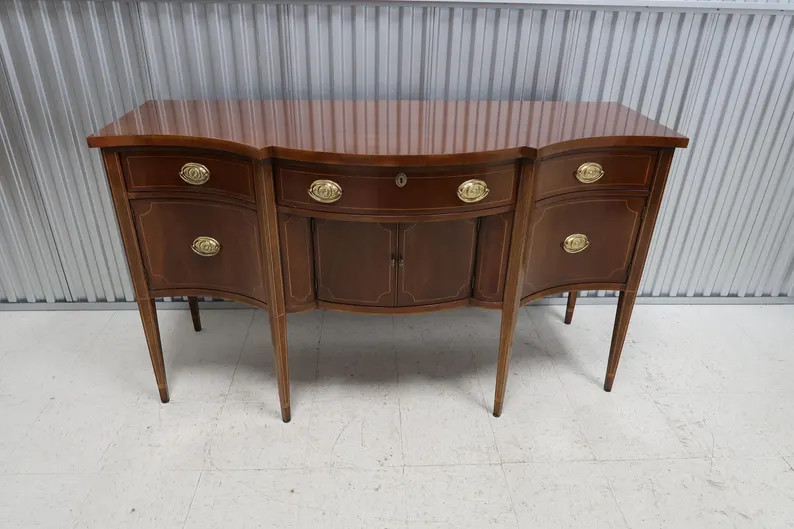 Baker Furniture Hepplewhite Serpentine Inlaid Mahogany Sideboard Vintage Find | Etsy (Global)