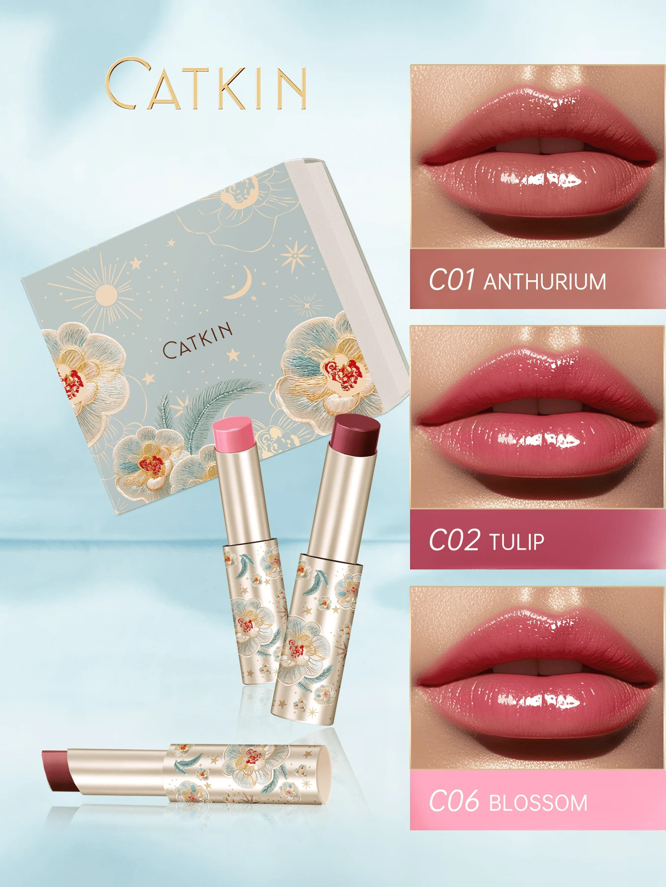 CATKIN CATKIN Glossy Lip Balm 3pcs Gift Box Hydrating Lip Light Weight Without Sticky, High Pigme... | SHEIN