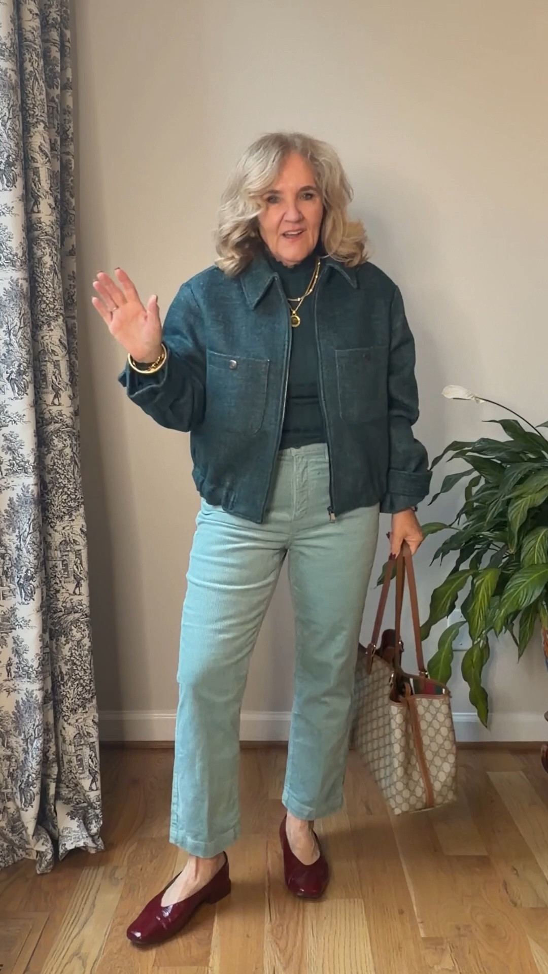 Gorgeous tonal outfit from loft 
Jacket med petite 
Corduroy 29/8 petite 
Ribbed mock neck  size med