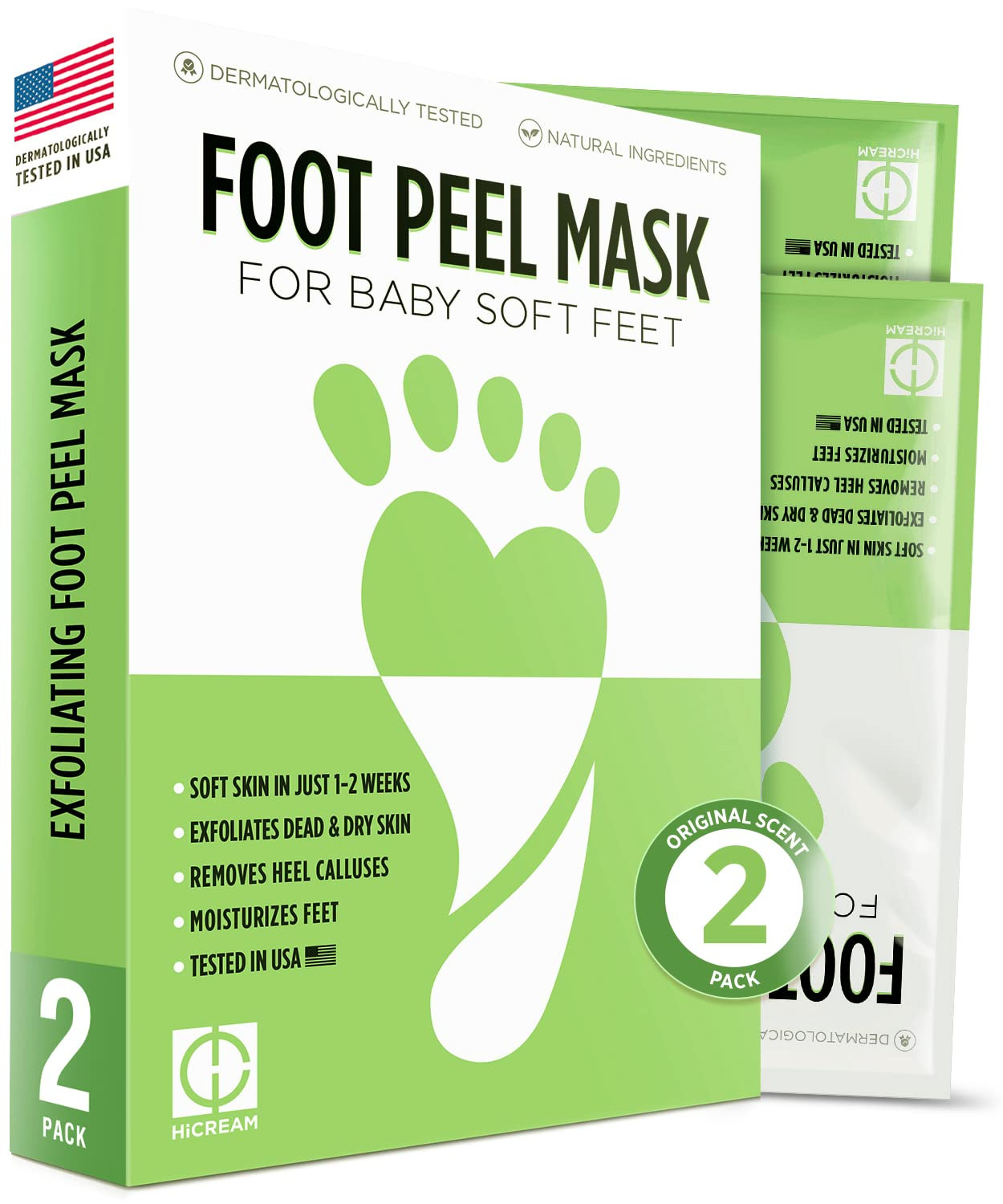 Hicream Foot Peel Mask- 2 Pairs of Regular Skin Exfoliating Foot mask For Cracked Heels, Dead Ski... | Amazon (US)