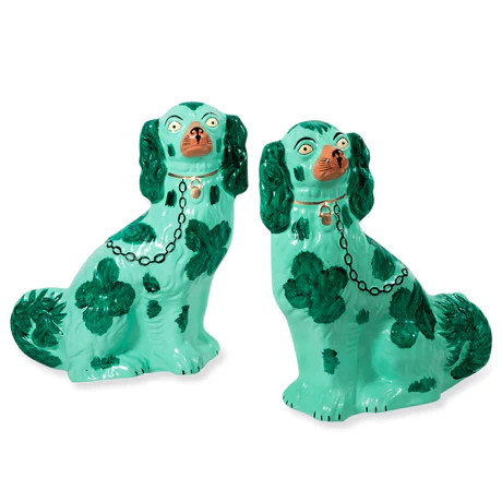 Furbish Studio - Staffordshire Dog Pair Bookends in Green | Furbish Studio