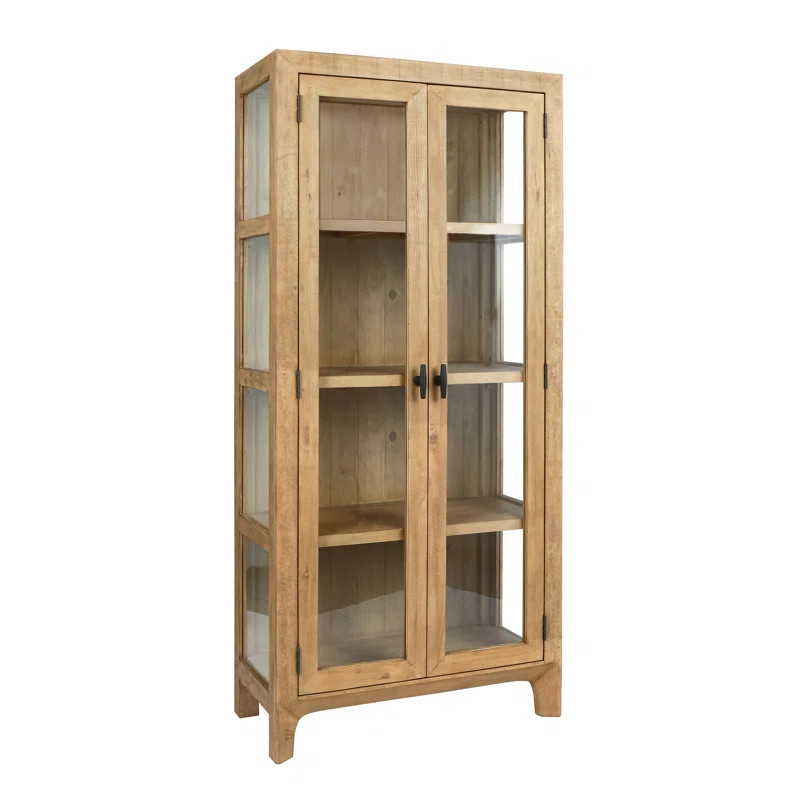 Crest 79" Reclaimed Pine Wood Curio Cabinet Cabin In Natural | Wayfair North America