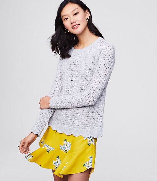 LOFT Scalloped Pointelle Sweater | LOFT