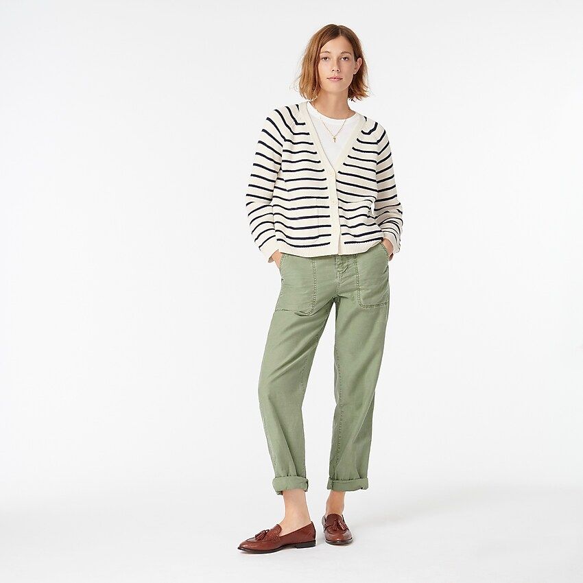 V-neck cardigan sweater in stripe | J.Crew US