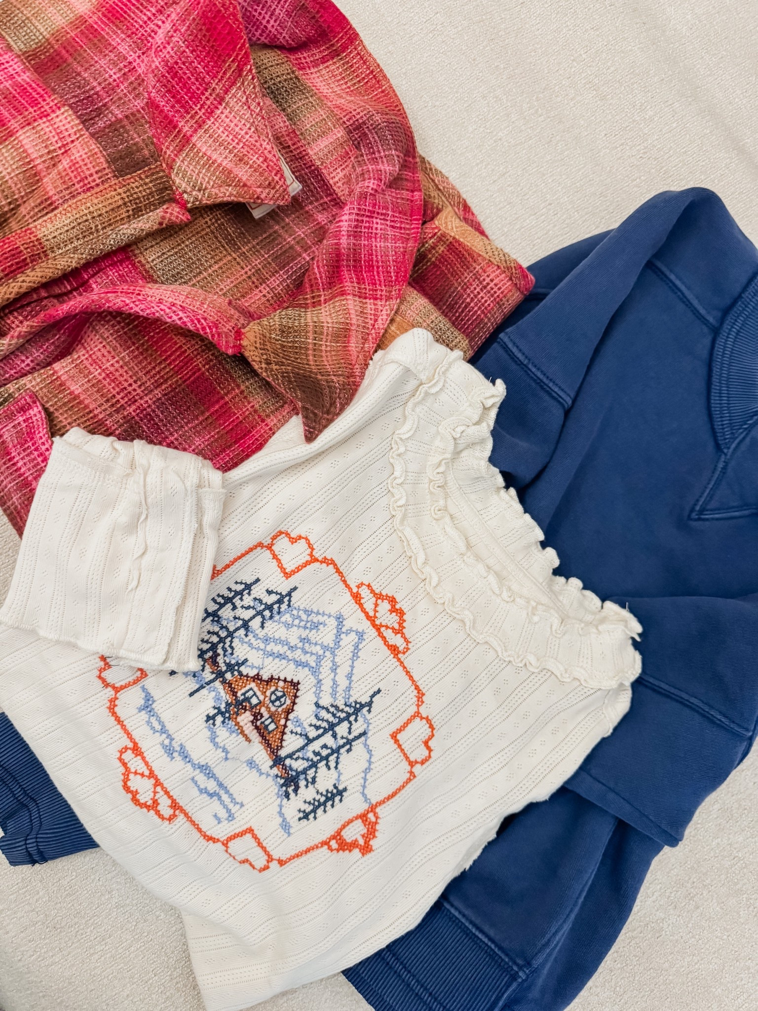 Just in!!! 
Free People. How cute is this winter Pointelle top. 
Size small
XS plaid 
S sweatshirt 

#LTKSeasonal #LTKHoliday