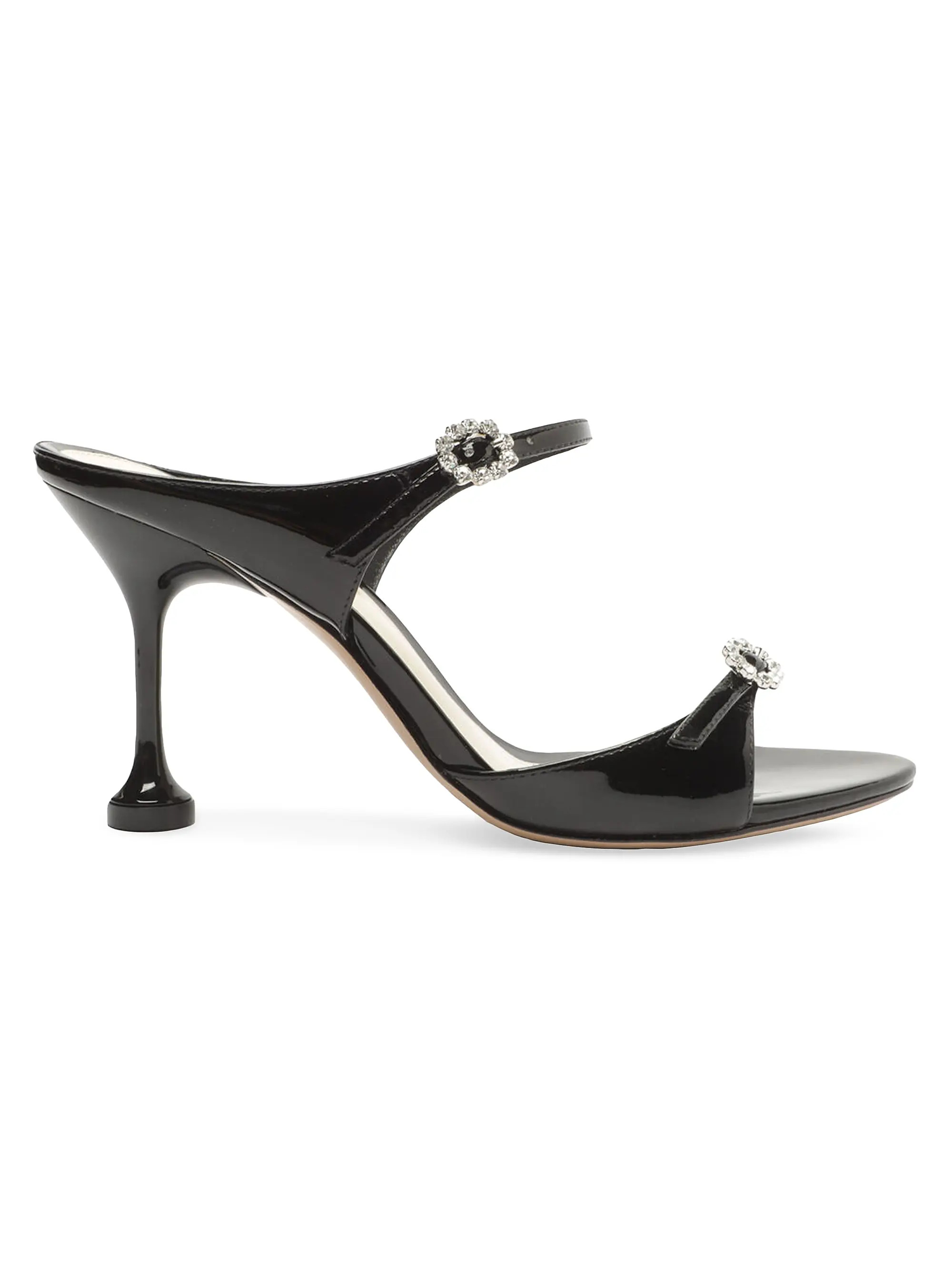 Shop Alexandre Birman Anastasia 85MM Crystal-Embellished Patent Leather Sandals | Saks Fifth Aven... | Saks Fifth Avenue