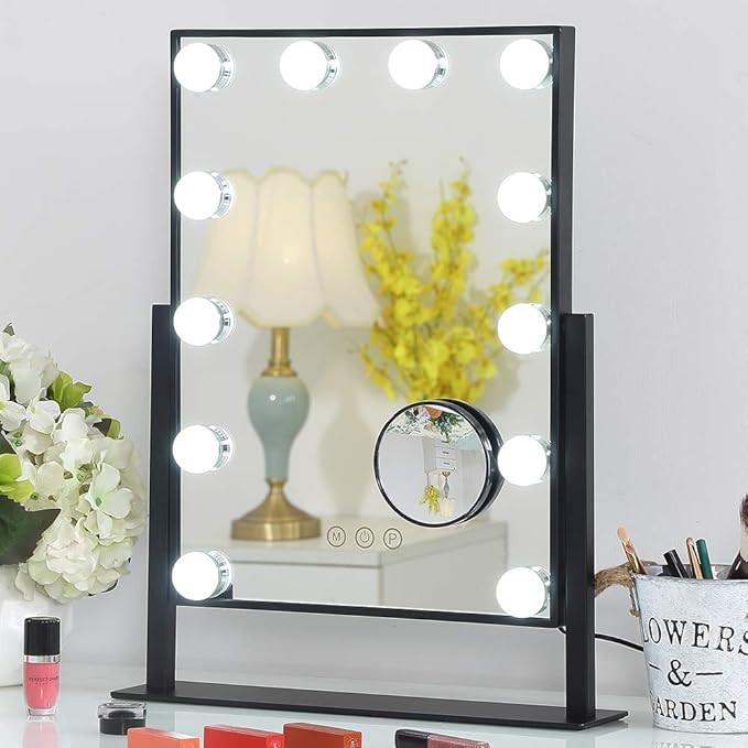 FENCHILIN Lighted Makeup Mirror Hollywood Mirror Vanity Makeup Mirror with Light Smart Touch Cont... | Amazon (US)